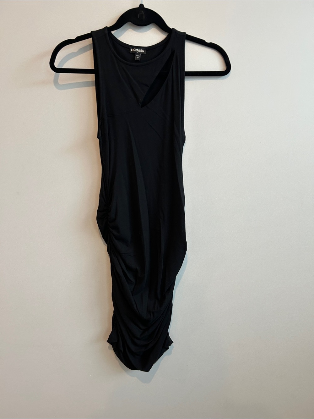 Express Black Asymmetrical Ruched Tank Dress